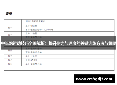 中长跑运动技巧全面解析：提升耐力与速度的关键训练方法与策略